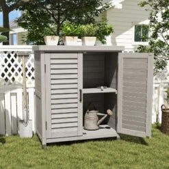 NicBex Outdoor Potting Bench With Storage Cabinet And Metal Table Top For Patio, Garden Furniture Wood Workstation, Grey -OUTSUNNY Sale Store GUEST 6275a406 8dea 4276 8dc1 cce9dca876f2