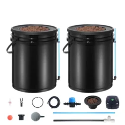 VEVOR DWC Hydroponics Grow System, Hydroponic Growing System With Top Drip Kit, Deep Water Culture 5-Gallon 2 Buckets, With Air Pump, Black -OUTSUNNY Sale Store GUEST 63284b76 d3e6 4e35 bf47 37b511861eae