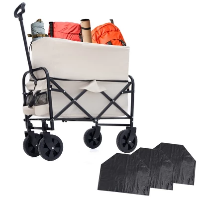 KTMBDW Collapsible Foldable Wagon Cart Beach Wagon Heavy Duty Utility Cart Utility Wagon Grocery Cart For Camping With 3pcs Plastic Liner Bag /Cover 9 KTMBDW Collapsible Foldable Wagon Cart Beach Wagon Heavy Duty Utility Cart Utility Wagon Grocery Cart For Camping With 3pcs Plastic Liner Bag /Cover - Image 9