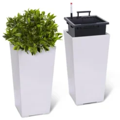 22" Tall Planters Set Of 2, Outdoor&Indoor High Front Porch Planter Pots With Drainage Holes&Water Level Monitor&Inner Bucket, Automatic Watering 17 22" Tall Planters Set Of 2, Outdoor&Indoor High Front Porch Planter Pots With Drainage Holes&Water Level Monitor&Inner Bucket, Automatic Watering -OUTSUNNY Sale Store GUEST 63d1c9a2 d3f4 4f69 8ce7 cac840c618ad