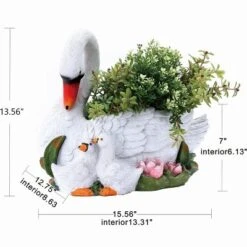 LuxenHome White Resin Swan Family Planter -OUTSUNNY Sale Store GUEST 64607f0f 3c45 40f2 9d76 acb3b25f7a32