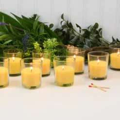 LumaBase Citronella Votive Candles In Clear Glass Holders - Set Of 12