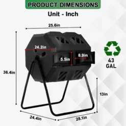 BestMassage Compost Bin 43 Gallion Outdoor Compost Tumbler For Garden Patio -OUTSUNNY Sale Store GUEST 65978aeb 0fc7 4874 92fc da5b499c5873