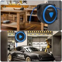 Wall Mount Air Hose Reel Retractable - Auto Rewind Compressor Hose Reel With 180° Swivel, 300 PSI Hybrid Hose, 1/4" Out, 3/8" In (PP) -OUTSUNNY Sale Store GUEST 6628f193 be9f 4fa7 a8c1 81568e8b430f