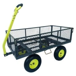 Yard Tuff 3-in-1 Dual Side Dump 24" X 48" Wagon With Fold Down Sides, 13" Pneumatic Tires, Easy Release Latch, And 1000 Lb. Capacity, Grey/Green -OUTSUNNY Sale Store GUEST 6850fe46 74ab 414d 93c4 4b1889cf483a