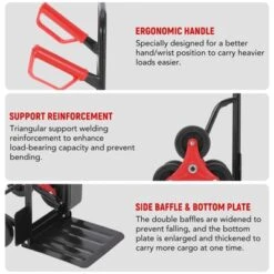 Stair Climbing Dolly, 330 Lbs Weight Capacity, Foldable Hand Truck With 6 Rubber Wheels