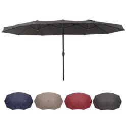 COZONY 15ft Double-Side Patio Umbrella - Extra Large Outdoor Market Umbrella With Crank & Ventilation