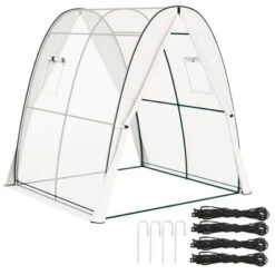 Outsunny 6' X 6' X 6.6' Hoop House Greenhouse With Sandbags And Hemmed PE Cover, Portable Walk-In Tunnel Green House With 2 Doors -OUTSUNNY Sale Store GUEST 6dbd00f6 745e 47b8 b8dd d2c64ba22842
