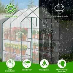 SEVOBAL Greenhouse Outdoor Durable PE Plant Green House For Frost Protection Shelf Clips Roll-up Zipper Door Walk-in For Planter, White, 99"*37"*14.5" -OUTSUNNY Sale Store GUEST 6de0c0d3 a0eb 4606 9b26 970827f485d6