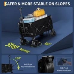 Wagon Cart, Folding Utility Heavy Duty Wagons Carts For Camping, All Terrain Beach Wagons Extended With Cup Holders, 500Lbs Weight Capacity -OUTSUNNY Sale Store GUEST 6e5c8dbd 0ef4 4f28 87de defe666f0695