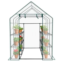 SEVOBAL Greenhouse Outdoor Durable PE Plant Green House For Frost Protection Shelf Clips Roll-up Zipper Door Walk-in For Planter, White, 99"*37"*14.5" -OUTSUNNY Sale Store GUEST 6f74d41a 6e0b 48f2 a8f9 ede8f59399a8