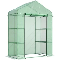Outsunny 56" X 29" X 77" Walk-in Greenhouse Kit, Portable Green House With 3 Tier Shleves, Roll-Up Door, PE Cover For Backyard Garden -OUTSUNNY Sale Store GUEST 70086dcd de82 43e3 99bc 4cff1931760a