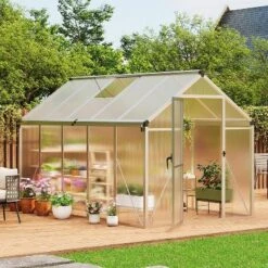 Acekool 6x10FT Aluminum Greenhouse - Polycarbonate Panels, Roof Vent & Sliding Door For Outdoor Gardening 17 Acekool 6x10FT Aluminum Greenhouse - Polycarbonate Panels, Roof Vent & Sliding Door For Outdoor Gardening -OUTSUNNY Sale Store GUEST 7052f535 fe55 4aa1 a0d9 0d1d82ee2a83