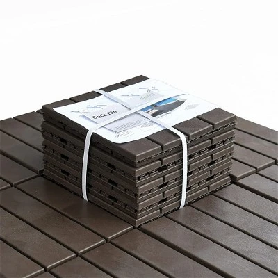 CLIHOME 12"x12" Square Composite Decking Tiles,Outdoor Patio Four Slat Plastic Interlocking Deck Tiles(Pack Of 36) 1 CLIHOME 12"x12" Square Composite Decking Tiles,Outdoor Patio Four Slat Plastic Interlocking Deck Tiles(Pack Of 36)