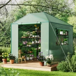 Portable Greenhouse For Indoor & Outdoor Plants, 6x8ft Durable PE Cover Pop-Up Green House Kit -OUTSUNNY Sale Store GUEST 71b663c9 4fdd 48a6 92c8 447a173244d2