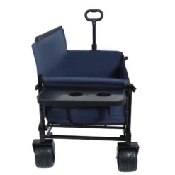 3-in-1 Convertible Folding Wagon Cart With Bench Seat & Rear-Mounted Folding Tabletop - 500lbs Heavy-Duty Utility Wagondark Blue -OUTSUNNY Sale Store GUEST 72aa7f76 5bdb 47e9 b184 93d5edec06ee