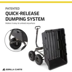 Gorilla Carts 1500 Pound Capacity Heavy Duty Poly Yard Garden Steel Dump Utility Wheelbarrow Wagon Cart With 2 In 1 Towing ATV Handle, Black -OUTSUNNY Sale Store GUEST 739621bc 0165 4866 8666 186ce89e7988