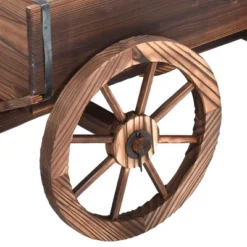 Costway Wood Wagon Flower Planter Pot Stand W/Wheels Home Garden Outdoor Decor -OUTSUNNY Sale Store GUEST 73b41722 6ff1 4af8 9a43 32d494c7c26d
