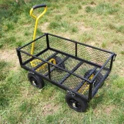 FURNIinspire Wheelbarrows And Lawn Carts Tools Cart Wagon Cart, Garden Cart Trucks With Solid Wheels And Yellow Handle, Black, 37“*19"*40" -OUTSUNNY Sale Store GUEST 73b7a777 45c1 42d2 b965 cbe849cb1058
