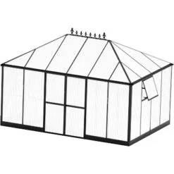 AMERLIFE 14x9.5x9 FT Polycarbonate Greenhouse, Aluminum Frame, Double Doors, 2 Vents, Rain Gutter -OUTSUNNY Sale Store GUEST 74b8365e f288 4423 82c3 7d5e8c3ba30f
