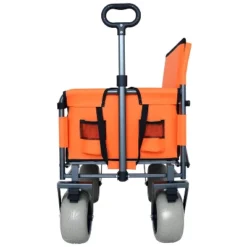 3-in-1 Folding Wagon With Bench Seat ¨C 500lbs Capacity, 9"x4" Beach Tires For Camping & Beach, Orange -OUTSUNNY Sale Store GUEST 75aa1b84 24ee 41f5 b1d5 e8410e244ad3