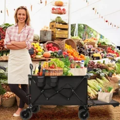 Foldable Wagon With Extended Tailgate, Extra Long Extender Wagon Cart,Beach Wagon Cart Heavy Duty 480LBS With Large All-Terrain Beach Wheels -OUTSUNNY Sale Store GUEST 75b32f16 ebe3 40b0 9395 641e64668851