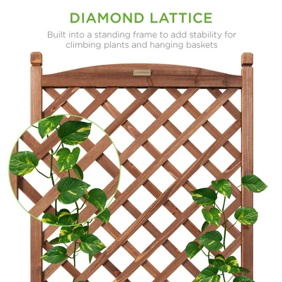 Best Choice Products 48in Mobile Wood Planter Box & Diamond Lattice Trellis, W/ Drainage Holes, Optional Wheels - Walnut 1 Best Choice Products 48in Mobile Wood Planter Box & Diamond Lattice Trellis, W/ Drainage Holes, Optional Wheels - Walnut