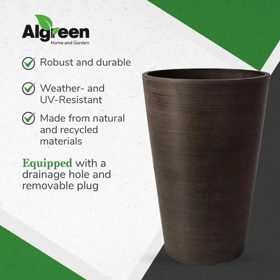 Algreen 16130 Valencia 12 X 18 Inch Round Taper Recycled Planter Pot, Chocolate 2 Algreen 16130 Valencia 12 X 18 Inch Round Taper Recycled Planter Pot, Chocolate - Image 2