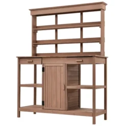 Whisen Outdoor Farmhouse Wooden Potting Bench Table, Garden Workstation With Drawers, Cabinet And Open Shelves -OUTSUNNY Sale Store GUEST 7f6a319c cc08 466d ae13 8472a1961e6b