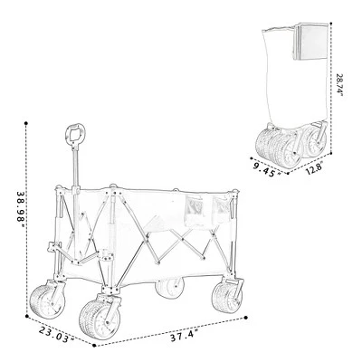 HTUTWOO Collapsible Folding Outdoor Utility Cart Wagon With Bonus Picnic Mat - All-Terrain Beach Wheels, Drink Holders Holds Up To 480 Pounds 3 HTUTWOO Collapsible Folding Outdoor Utility Cart Wagon With Bonus Picnic Mat - All-Terrain Beach Wheels, Drink Holders Holds Up To 480 Pounds - Image 3