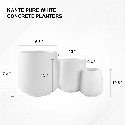 Rosemead Home & Garden 3pc Concrete Outdoor Planter Pots Chalk White 3 Rosemead Home & Garden 3pc Concrete Outdoor Planter Pots Chalk White - Image 3