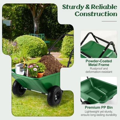 Tangkula Dual-Wheel Wheelbarrow W/ Pneumatic Tires 330 LBS Load Capacity 21 Gal Volume 5 Tangkula Dual-Wheel Wheelbarrow W/ Pneumatic Tires 330 LBS Load Capacity 21 Gal Volume - Image 5