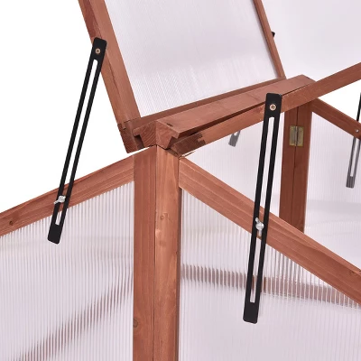 Costway Double Box Garden Wooden Green House Cold Frame Raised Plants Bed Protection 6 Costway Double Box Garden Wooden Green House Cold Frame Raised Plants Bed Protection - Image 6