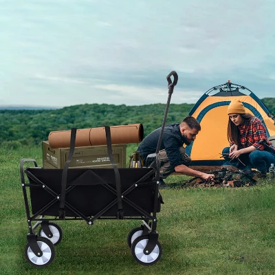 Minimeetall Strap Collapsible Foldable Wagon Cart With Strapping System, Beach Wagon , Utility Cart , Utility Wagon Grocery Cart Black 3 Minimeetall Strap Collapsible Foldable Wagon Cart With Strapping System, Beach Wagon , Utility Cart , Utility Wagon Grocery Cart Black - Image 3