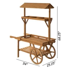 Vintiquewise Wooden 3 Tier Rolling Table Cart With 2 Wheels For Home Decor, Display Rack, Lemonade Stand, Food Stand, Or Tea Stall -OUTSUNNY Sale Store GUEST 849857ef 70af 4b5a ba66 ba7f5b824b88
