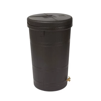 Good Ideas Aspen 50 Gallon Capacity Rain Barrel Water Storage Collector Saver With Brass Spigot And Removable Lid, Oak Brown (3 Pack) 1 Good Ideas Aspen 50 Gallon Capacity Rain Barrel Water Storage Collector Saver With Brass Spigot And Removable Lid, Oak Brown (3 Pack)