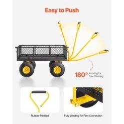 VEVOR 500 Lbs Steel Garden Cart, Heavy Duty Garden Wagon Cart Pullable On Wheels, Metal Yard Utility Wagon Carts With 10" All Terrain Tires, Black -OUTSUNNY Sale Store GUEST 8886b3e4 691d 4066 8ea4 f0c2a9a50b25