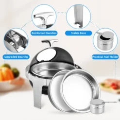 WhizMax 6.8 Quart Roll Top Chafing Dish Buffet Set With Visible Window, Round Stainless Steel Set -OUTSUNNY Sale Store GUEST 88935cd3 113b 49e2 a3be e8446b09802f