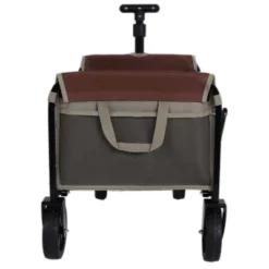All-in-One Convertible Folding Camping Wagon Cart: Bench Seat, Storage Compartment & Included Dog Tether, Beige/Brown -OUTSUNNY Sale Store GUEST 8a72d8dc 1fba 4b71 9754 9ffe75c81b0b