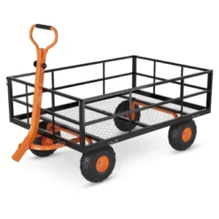 Heavy Duty Steel Garden Cart, Garden Wagon Cart On Wheels, Yard Utility Wagon Carts W/Adjustable Handle & Removable Sides(Convert To Flatbed) -OUTSUNNY Sale Store GUEST 8b96e707 88b0 4b26 998f 06f7d26039d1