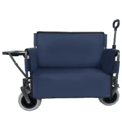 3-in-1 Folding Wagon With Bench Seat & Rear-Mounted Folding Tabletop – 500lbs Capacity, 9"x4" Beach Tires For Camping, Orange -OUTSUNNY Sale Store GUEST 8c40c0a1 e59f 4aaf a025 12d30f9cc8e8