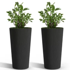 NAYSAYE Planter 2PCS Tall Indoor And Outdoor Planter Pot Large Flower Cone Striped Plastic Flower Pot For Home Garden Patio -OUTSUNNY Sale Store GUEST 8d710888 4238 4999 b0ee 01a56d873efd