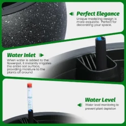 10.2" H X 13.5" Dia (10" Opening) Round Self-Watering Indoor Plant Pots With Drainage & Water Level Monitor, White Dot Design -OUTSUNNY Sale Store GUEST 8ee1fa44 9aff 43b0 8036 e35b993ddafe