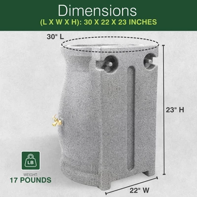 Good Ideas Rain Wizard 50 Gallon Rain Saver Barrel Water Storage Urn With Planter Space And 2 Brass Spigots, Light Granite (2 Pack) 2 Good Ideas Rain Wizard 50 Gallon Rain Saver Barrel Water Storage Urn With Planter Space And 2 Brass Spigots, Light Granite (2 Pack) - Image 2