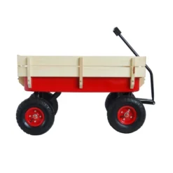 Outdoor Sport Wagon Tools Cart Wooden Side Panels Air Tires Wagon (red) -OUTSUNNY Sale Store GUEST 90dd880a dba9 4a26 90a3 87e2d5e9b0bf