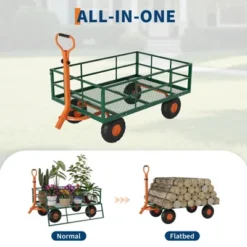 Steel Garden Cart With 10" Wheels, Wagon Cart, Removable Sides, 180° Handle For Lawn, Farm, Outdoor -OUTSUNNY Sale Store GUEST 90e67a63 1857 4c12 a2e8 14783f95ceee