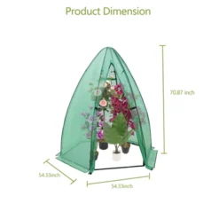 Portable Hexagonal Greenhouse For Outdoor Plants, Heavy Duty PE Cover, Zippered Door & Mesh Window, Plant Protection From Animals & Weather