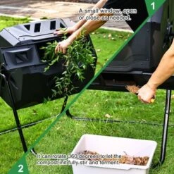 Swtroom Outdoor Plastic Dual Chamber 360 ⁰ Tumbling Composter Bin For Garden Kitchen Yard 35 Gallon -OUTSUNNY Sale Store GUEST 94896f3d 2528 460f 8c4b 7be87973b953