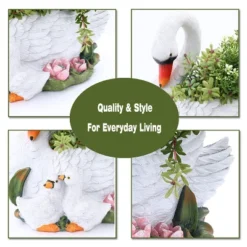LuxenHome White Resin Swan Family Planter -OUTSUNNY Sale Store GUEST 956bbe81 7d45 4fae a9f2 7c59d1484953