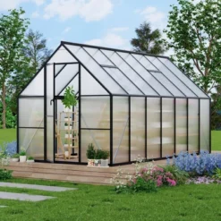 Aluminum-Framed Polycarbonate Greenhouse, Heavy Duty, With Quick Setup Structure And Roof Vent, Large Enhanced Aluminum GreenhouseKit For Outdoors -OUTSUNNY Sale Store GUEST 95f10868 0b4e 4df3 a37b 6f93e8be8f90